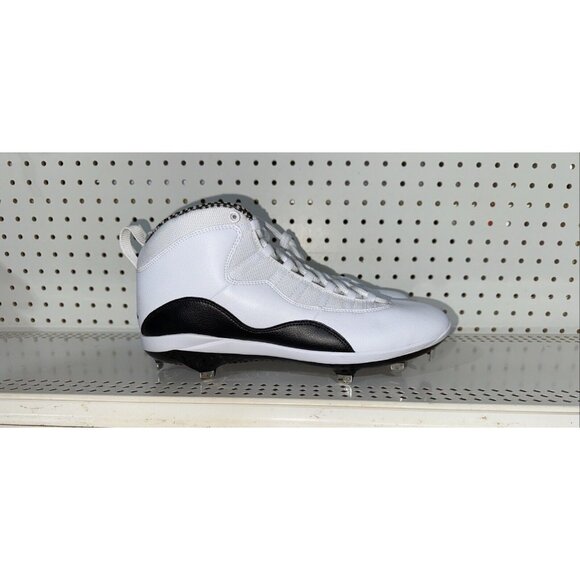 Air Jordan Retro 10 Mens Metal Baseball Cleats Size 13 CQ9533-100 White Black - Picture 1 of 8